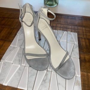Stuart Weitzman Nudistsong Heel Light gray suede sz 8.5